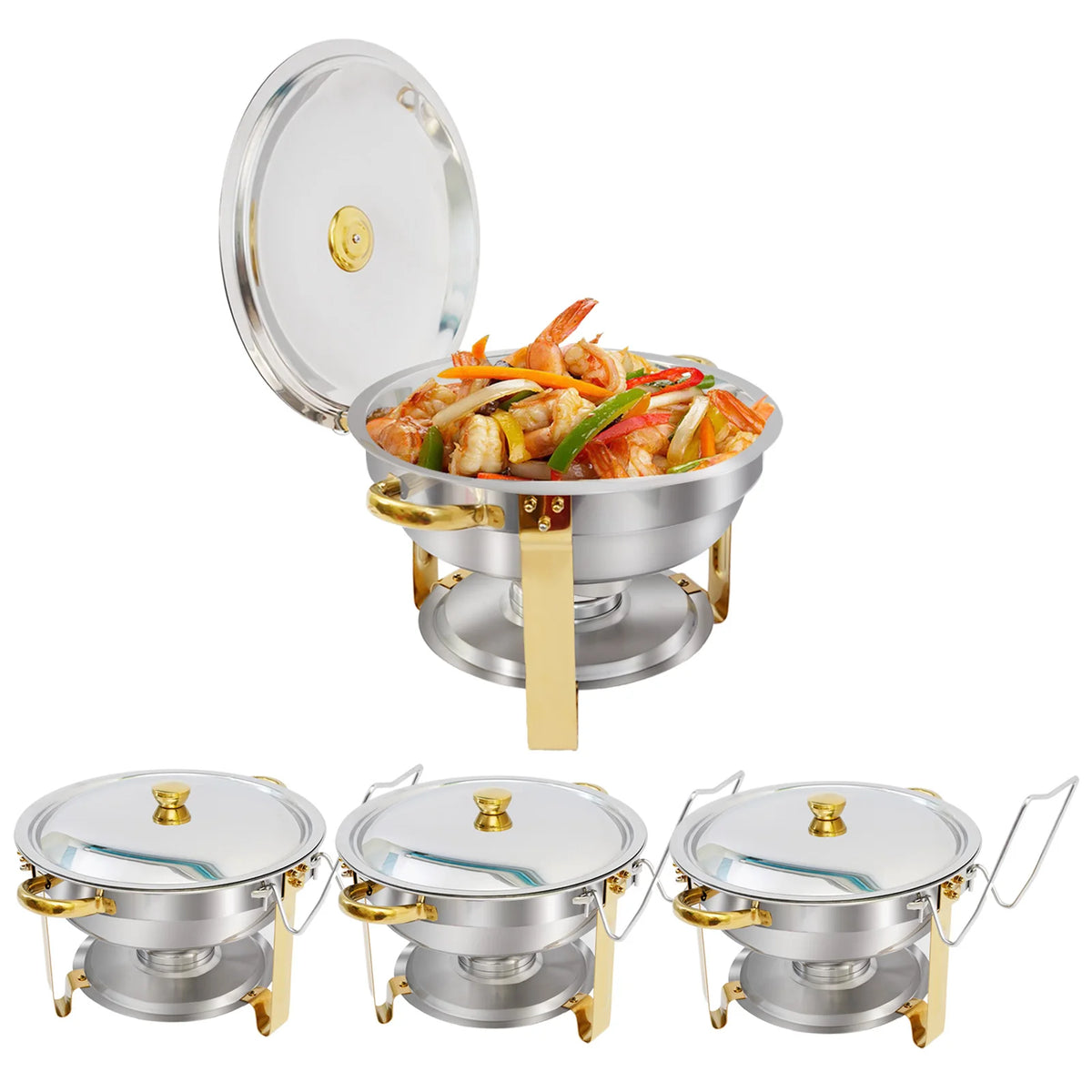 5qt Chafing Dish Buffet Stainless Steel Round Half-Gold