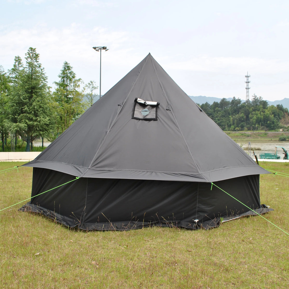 Person Large Pyramid Tent Four Seasons Camping Chimney