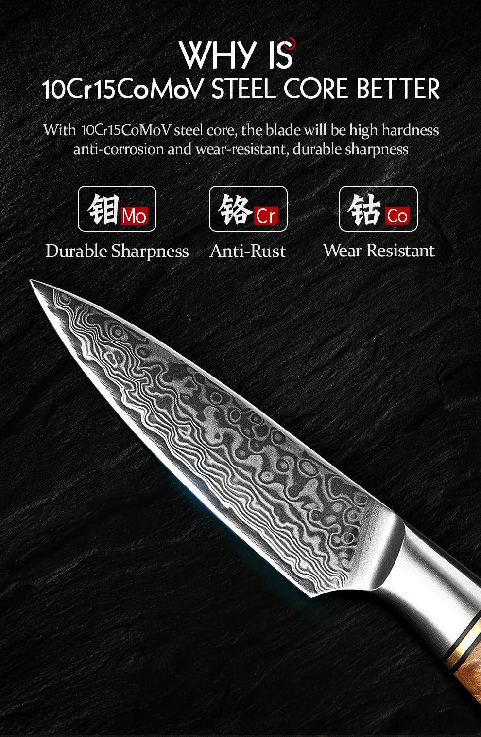 Hezhen Knife 1-7pc Damascus Steel Knives Chef Knife