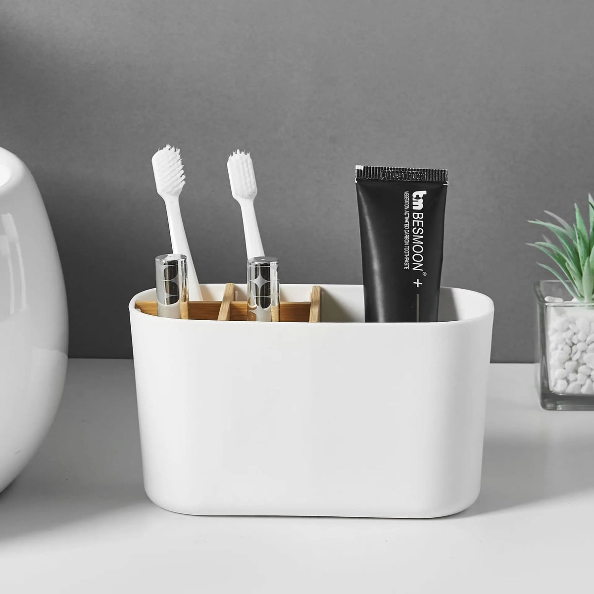 Bamboo Toothbrush Holder Electric Toothbrushes - Slot Bathroom