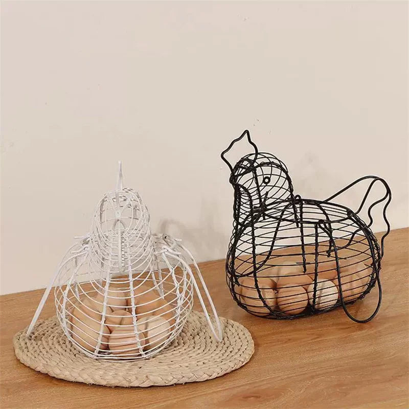 Iron Art Eggs Storage Basket Chicken Shaped Egg
