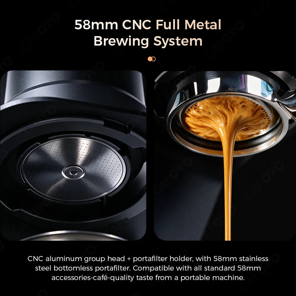 Cafovo Pe2 Wireless Espresso Machine 58mm Bottomless Portafilter