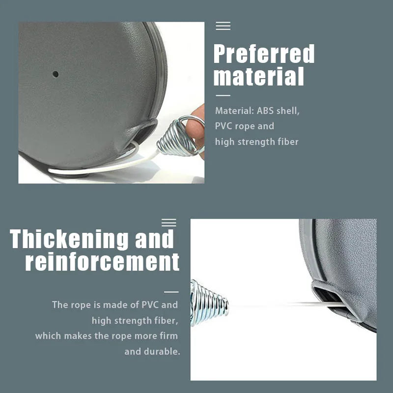 12m Retractable Clothesline Adjustable Telescopic Invisible