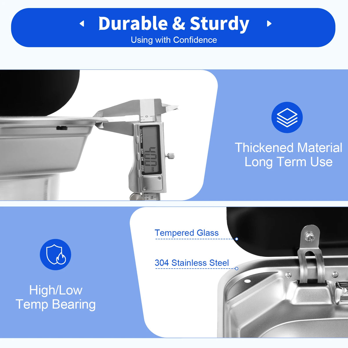 Rv Sink Foldable Tempered Glass Cover&Faucet Stainless Steel