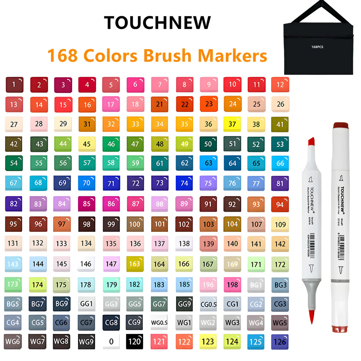 Touchnew Alcohol Markers Soft Brush Tip Brush Markers