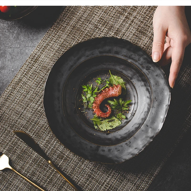 Handmade Stoneware Irregular Ceramic Plates Bowls Art Dish