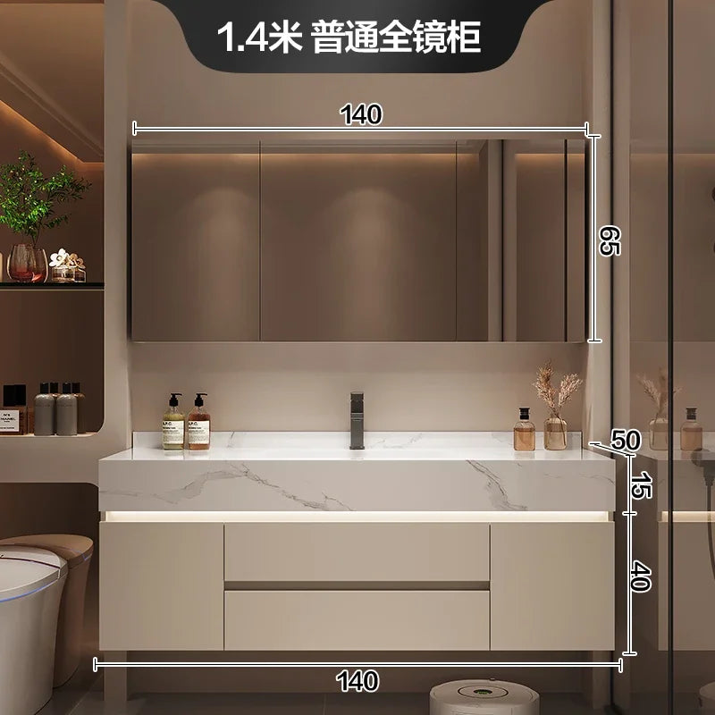 Partitions Storage Bathroom Cabinet Organizer Mirror Wall Shelves