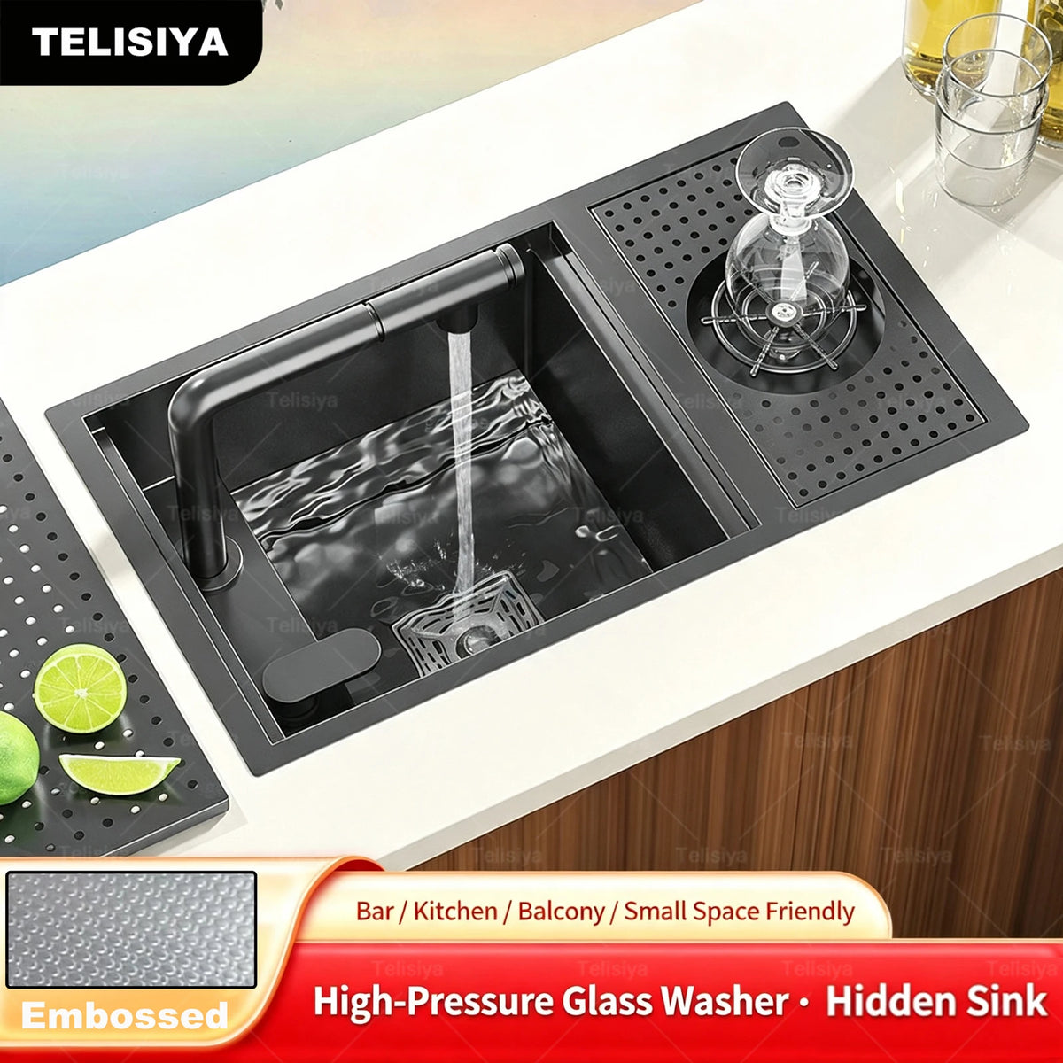 Cup Washer Hidden Bar Sinks Lid Multifunctionalstainless Steel