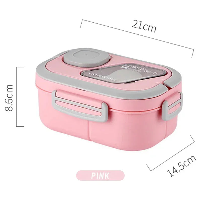 Lunch Box Compartment Wheat Straw Bento Carrying Handle