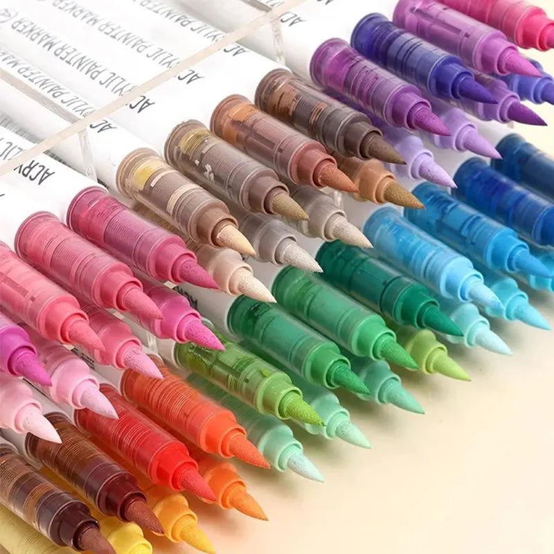 Languo 9pcs/Box Soft Brush Acrylic Marker Pen Diy