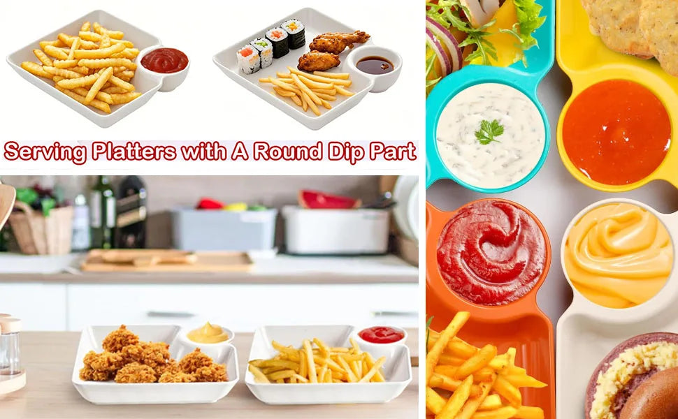 Chip Dip Serving Platter Plastic Dumpling Plates Sauce