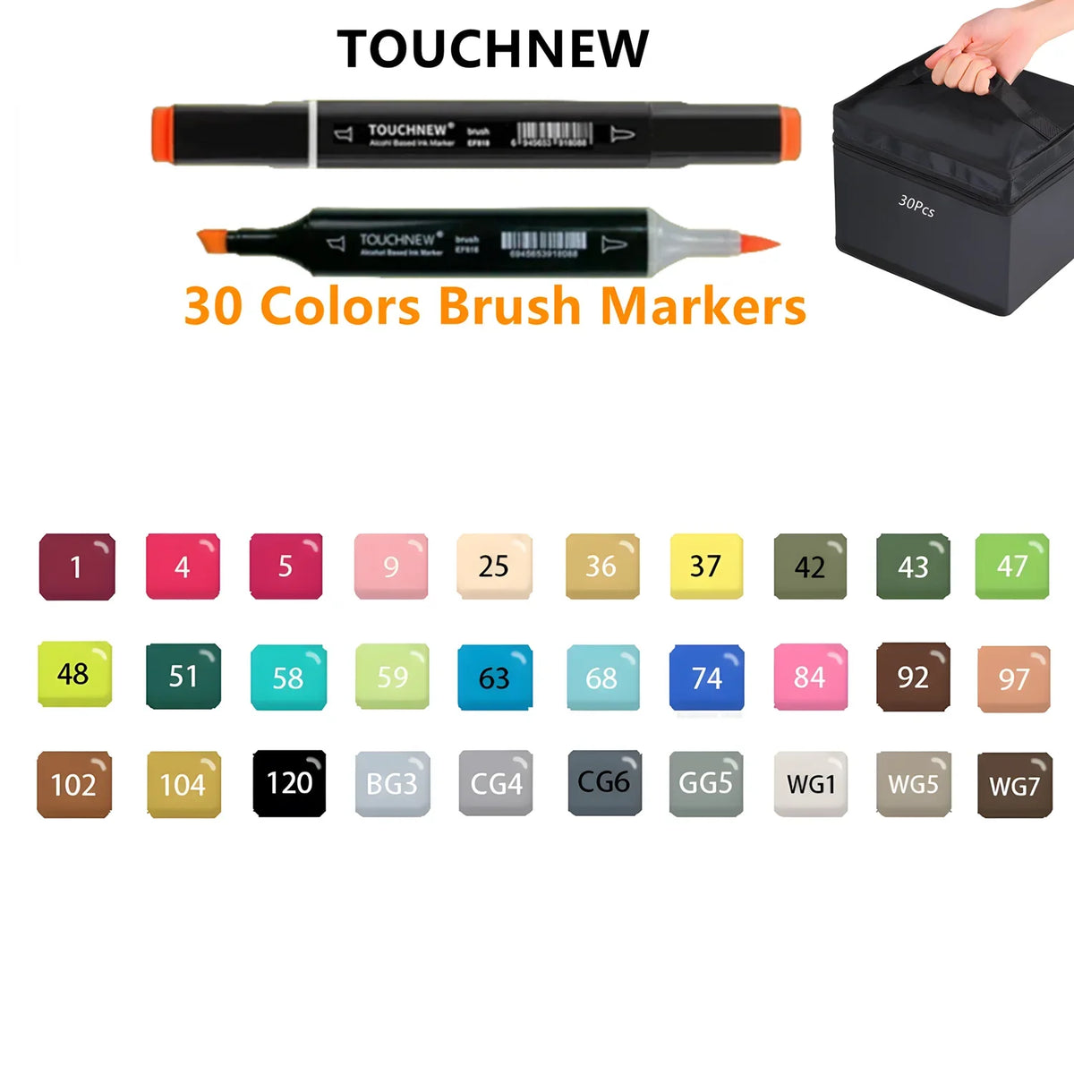 Touchnew Alcohol Markers Soft Brush Tip Brush Markers