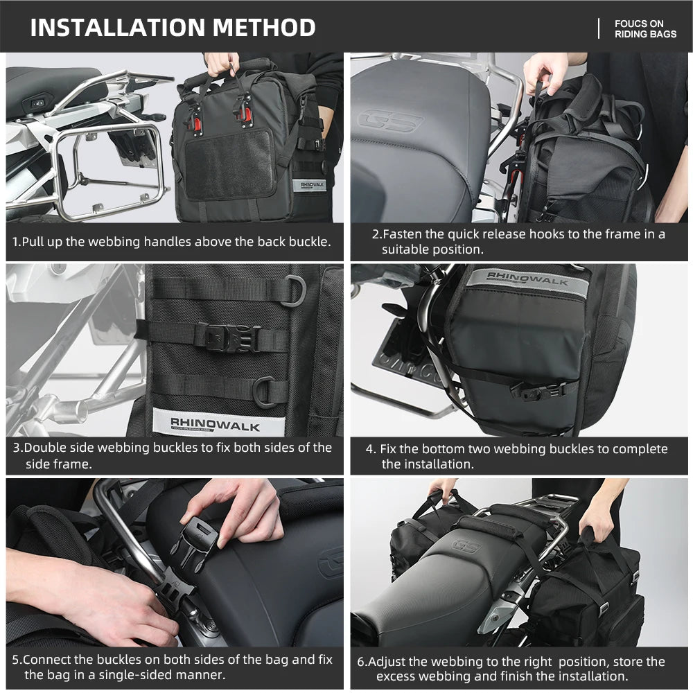 Rhinowalk 2pcs Motorcycle Saddle Bag Motor Bag 3d