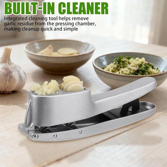 Garlic Press 2-In-1 Mincer Crusher Slicer Peeler &