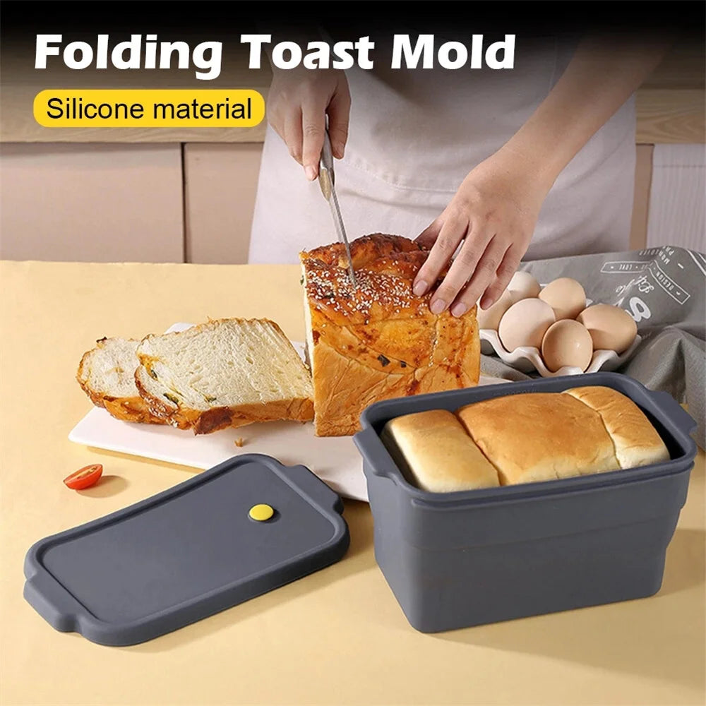Collapsible Silicone Bread Loaf Pan Lid Nonstick Baking