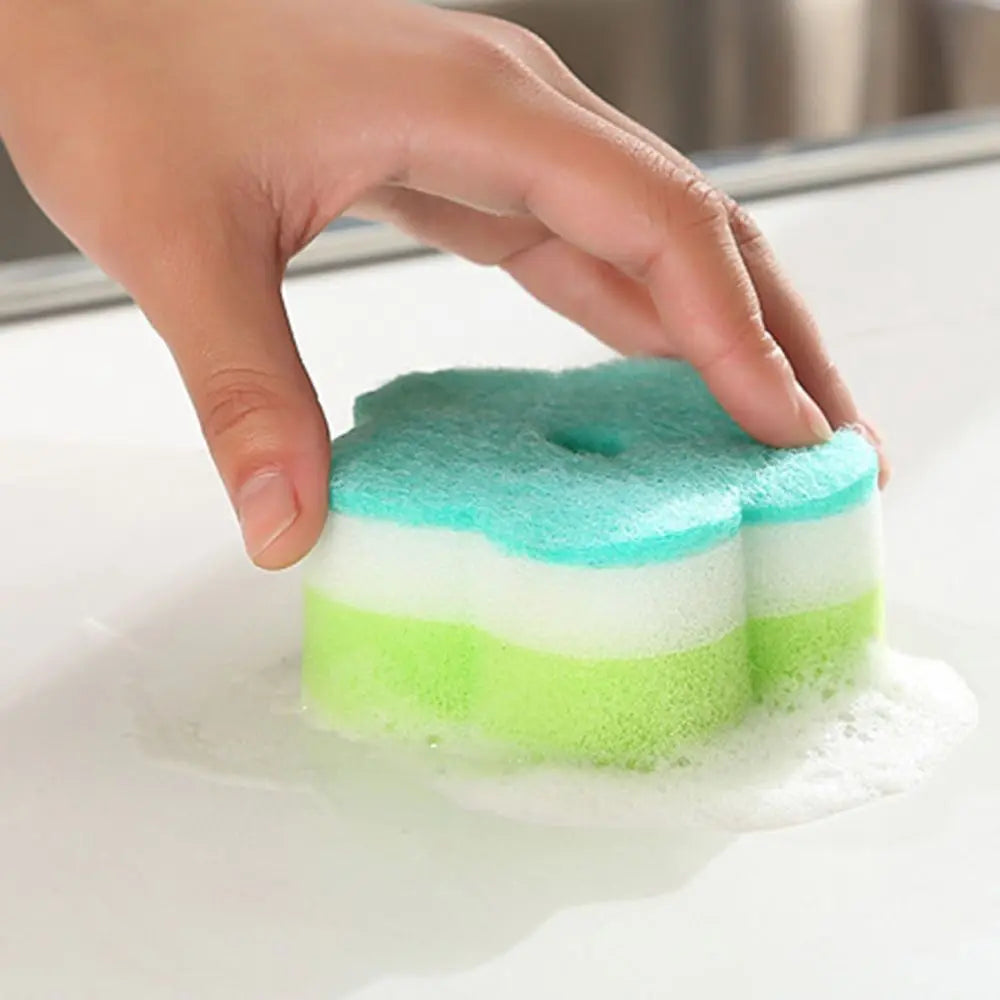 Flower Shaped Sponge Dishes Washing Brush Bathroom Cleaning