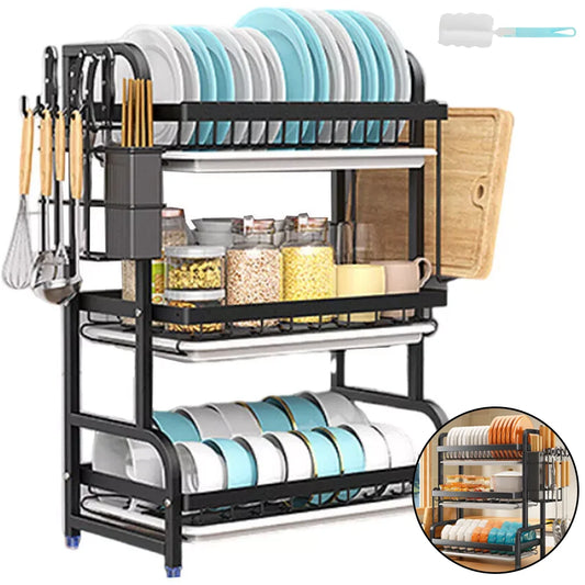 Dish Drying Rack 2/3-Tier Organizer Dish Rack Drainboard