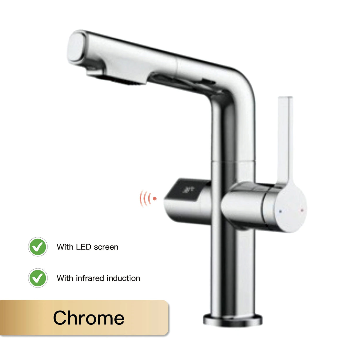 Light Luxury Gun Gray Brass Faucet Digital Display