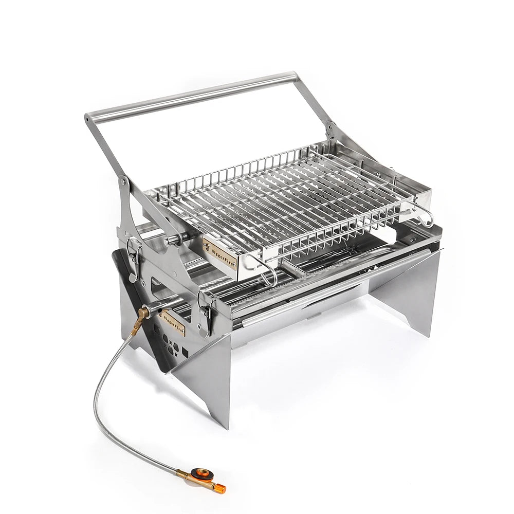 360 Camping Rotatable Grill Dual-Fuel Charcoal Gas Stove