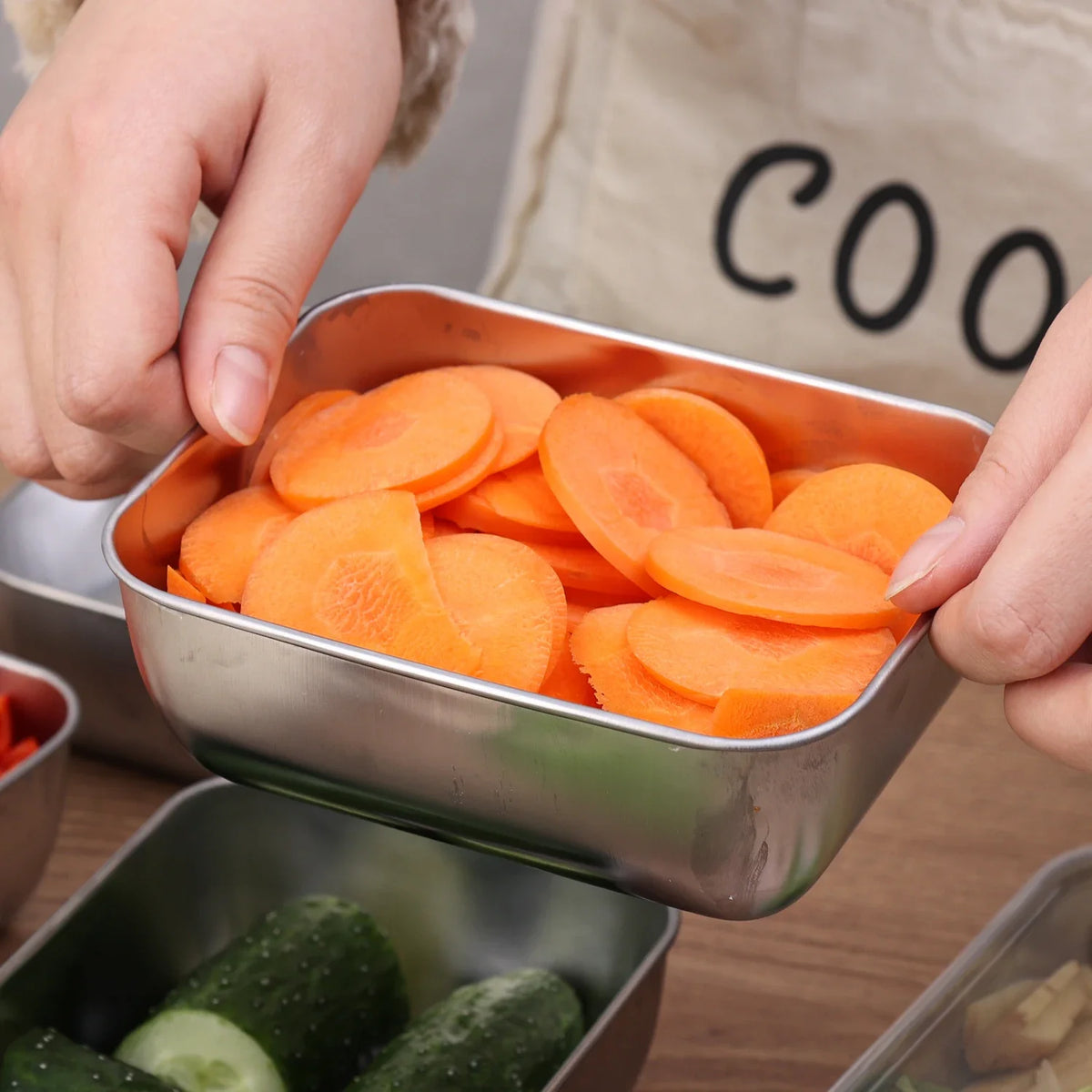 Stainless Steel Food Storage Container Fridge Fresh-Keep Storage