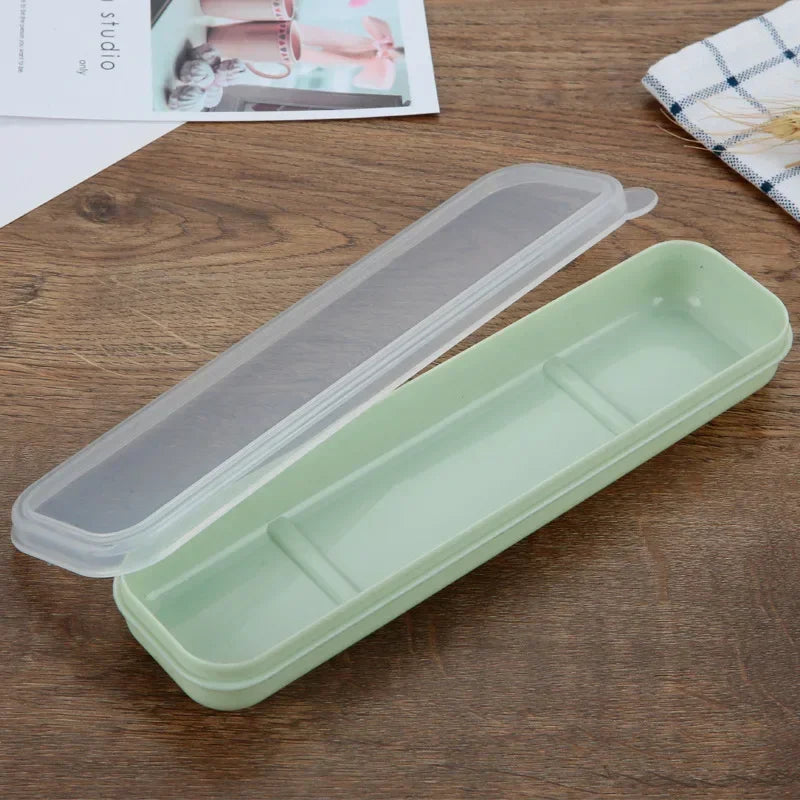 Travel Tableware Storage Box Transparent Cover Utensil Organizer