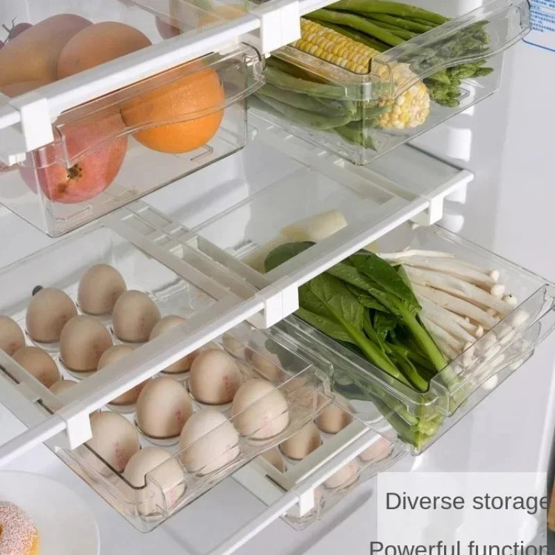 Sliding Drawer Style Refrigerator Food Storage Box Plastic
