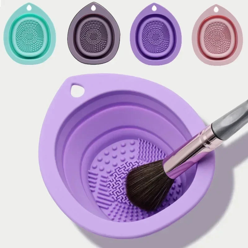 Silicone Makeup Brush Cleaner Folding Powder Puff Cleaning