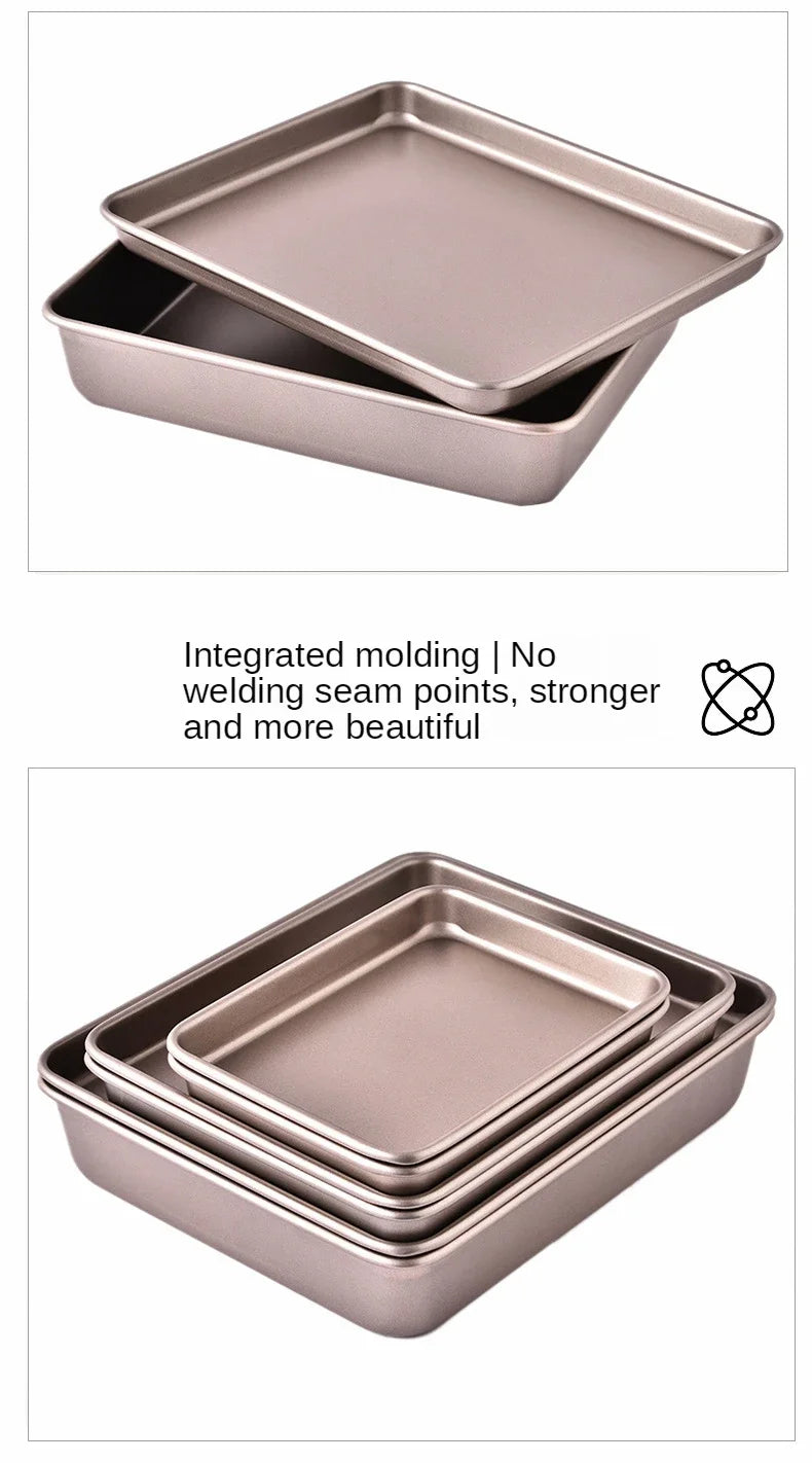 Thicken Carbon Steel Golden Baking Tray Nonstick Square