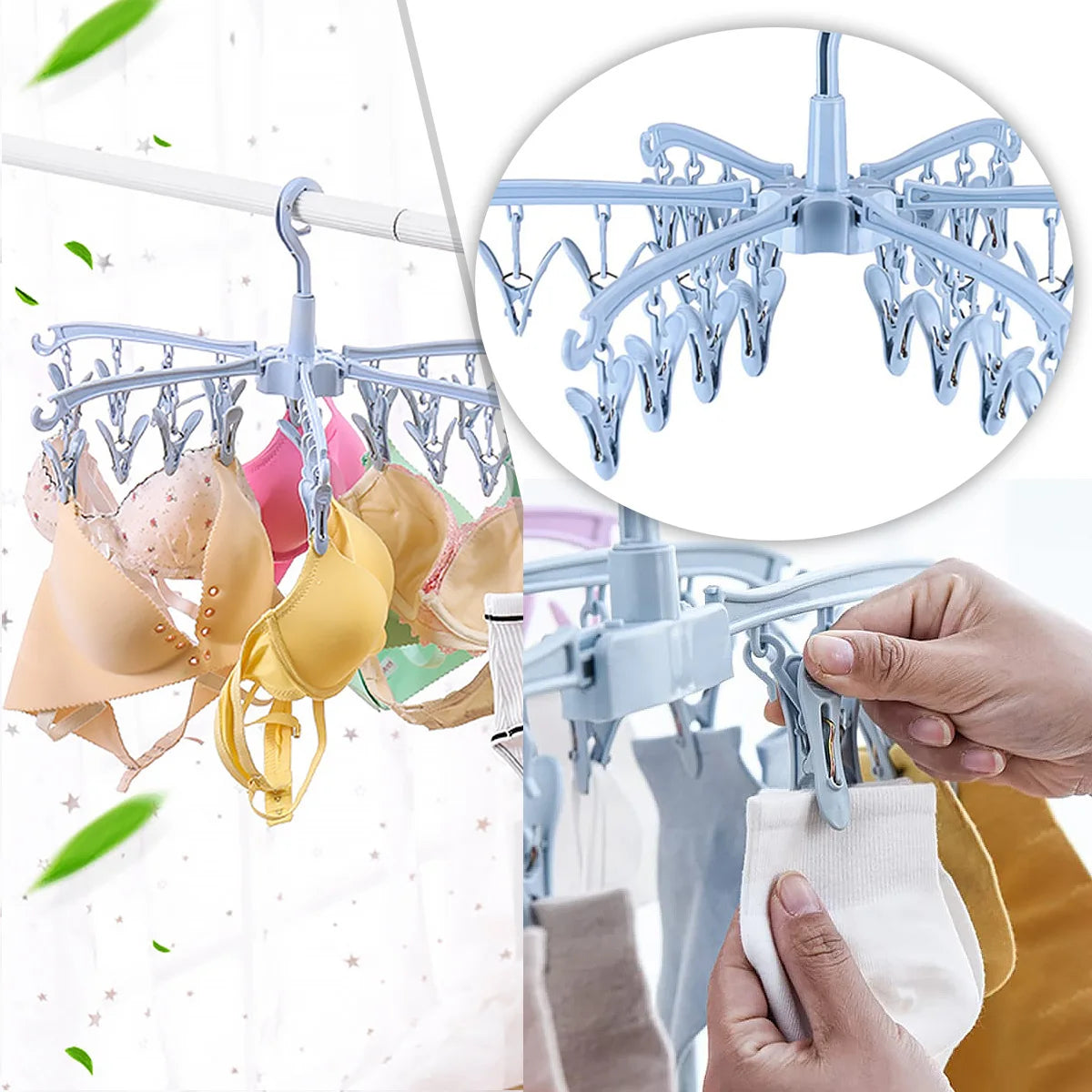 Sock Drying Rack Folding Laundry Clothes Hanger 24