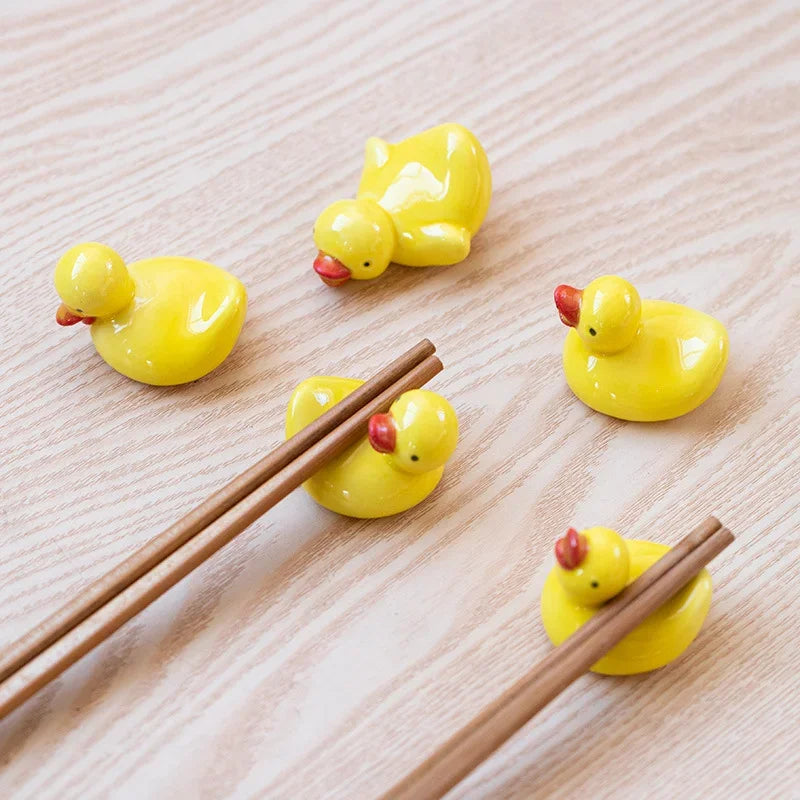 1-5pcs Funny Duck Ceramic Crafts Chopstick Shelf Resturant