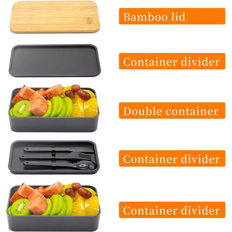 Stackable Bento Box Utensils 1200ml All-In-One Meal Prep