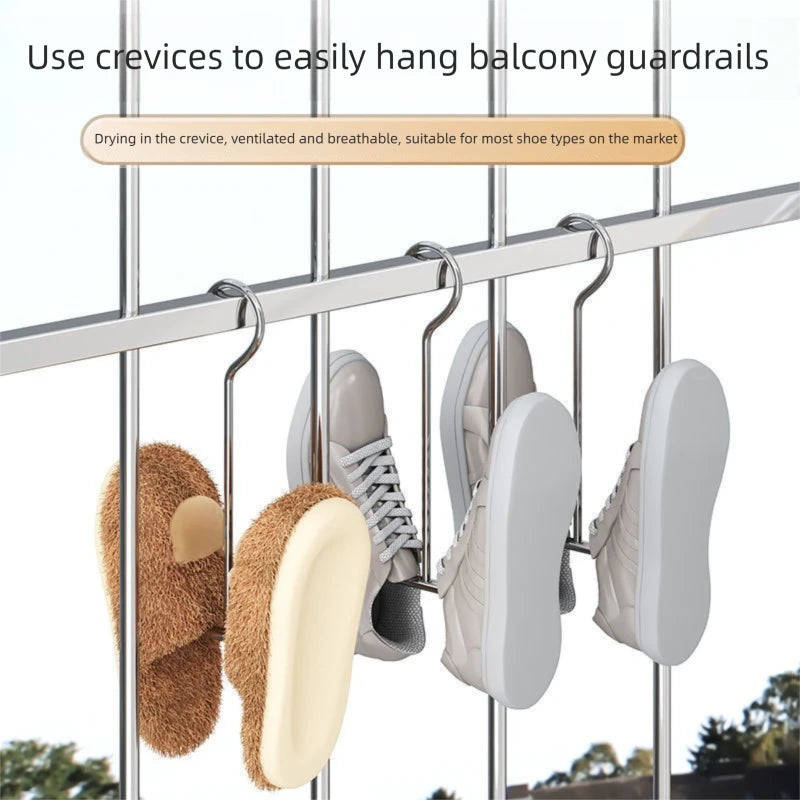 4pcs Stainless Steel U-Shaped Shoe Rack Windproof No-Drill