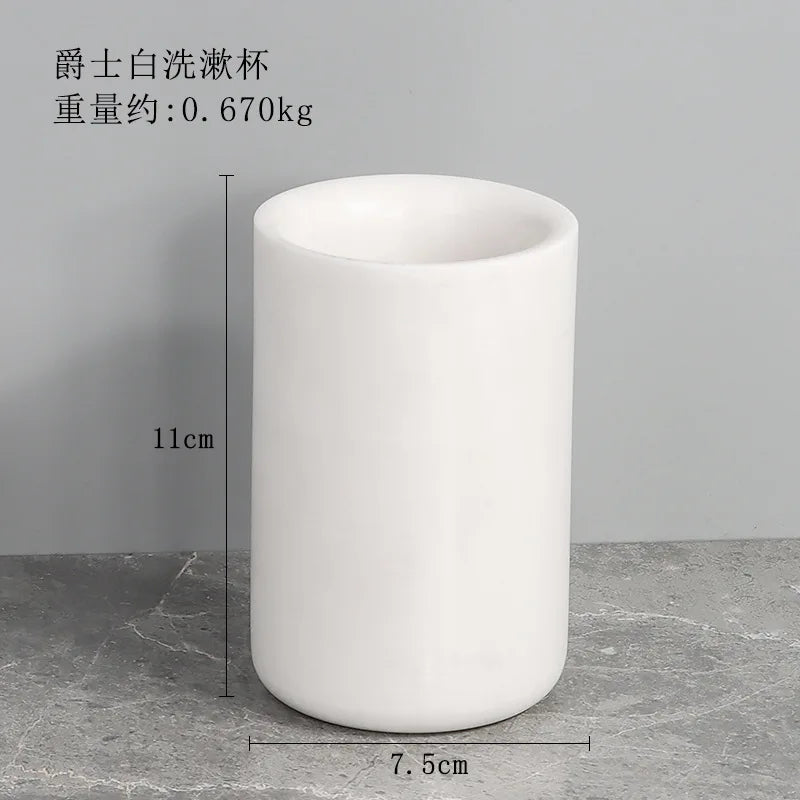 1pc White Natural Marble Bathroom Luxury Soap Dispenser