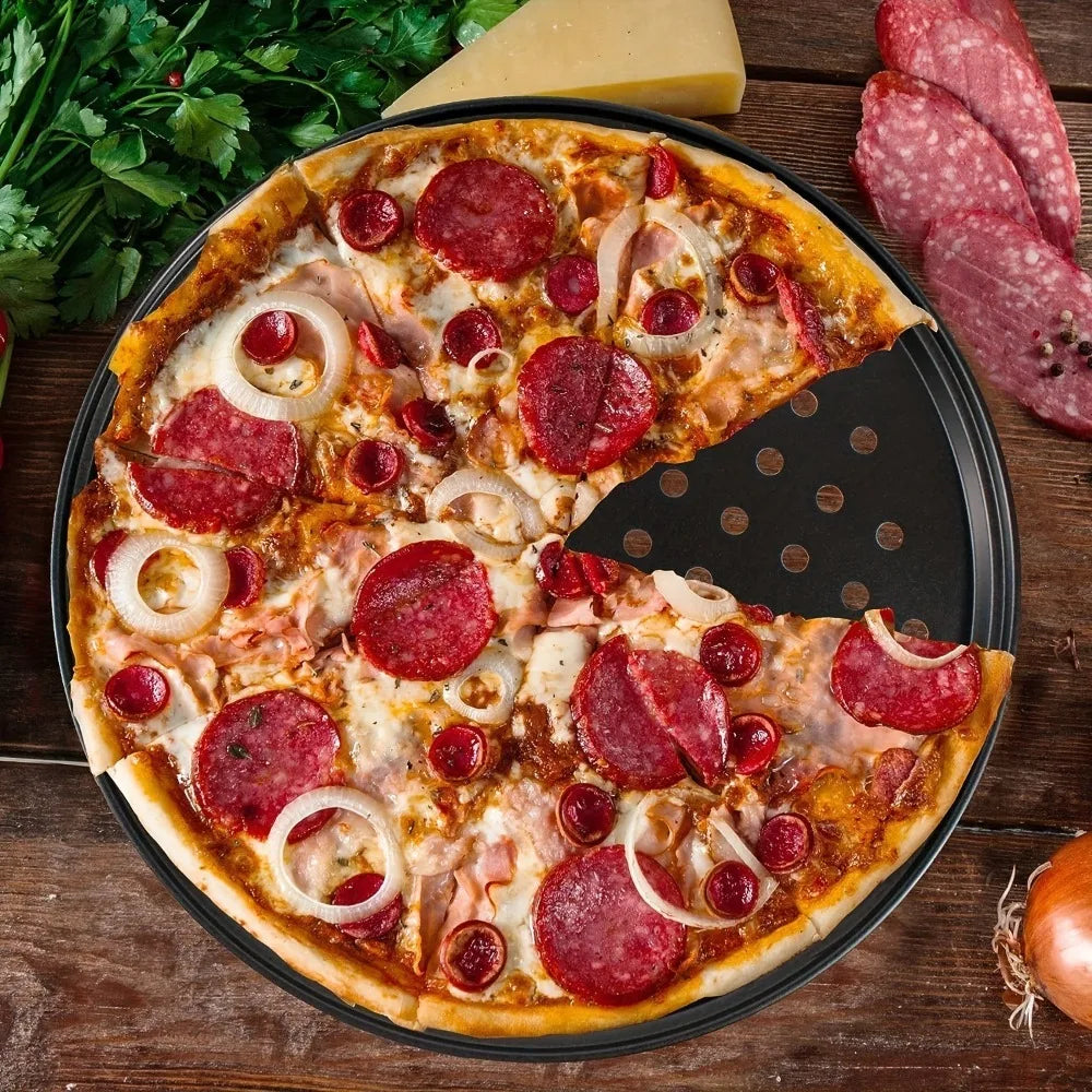 Carbon Steel Perforated Pizza Pan 9/10/11/12/14 Inch Mupti