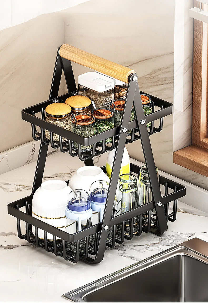 2/3 Tiers Countertop Fruit Basket Fruit Bowl Basket