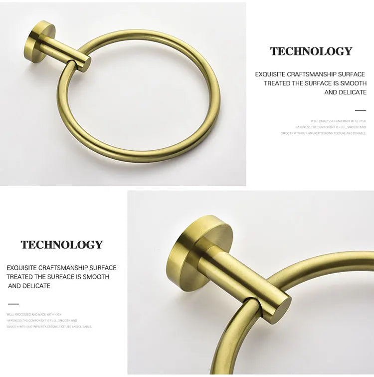 Brushed Gold Bathroom Towel Rack Toilet Brush Roll