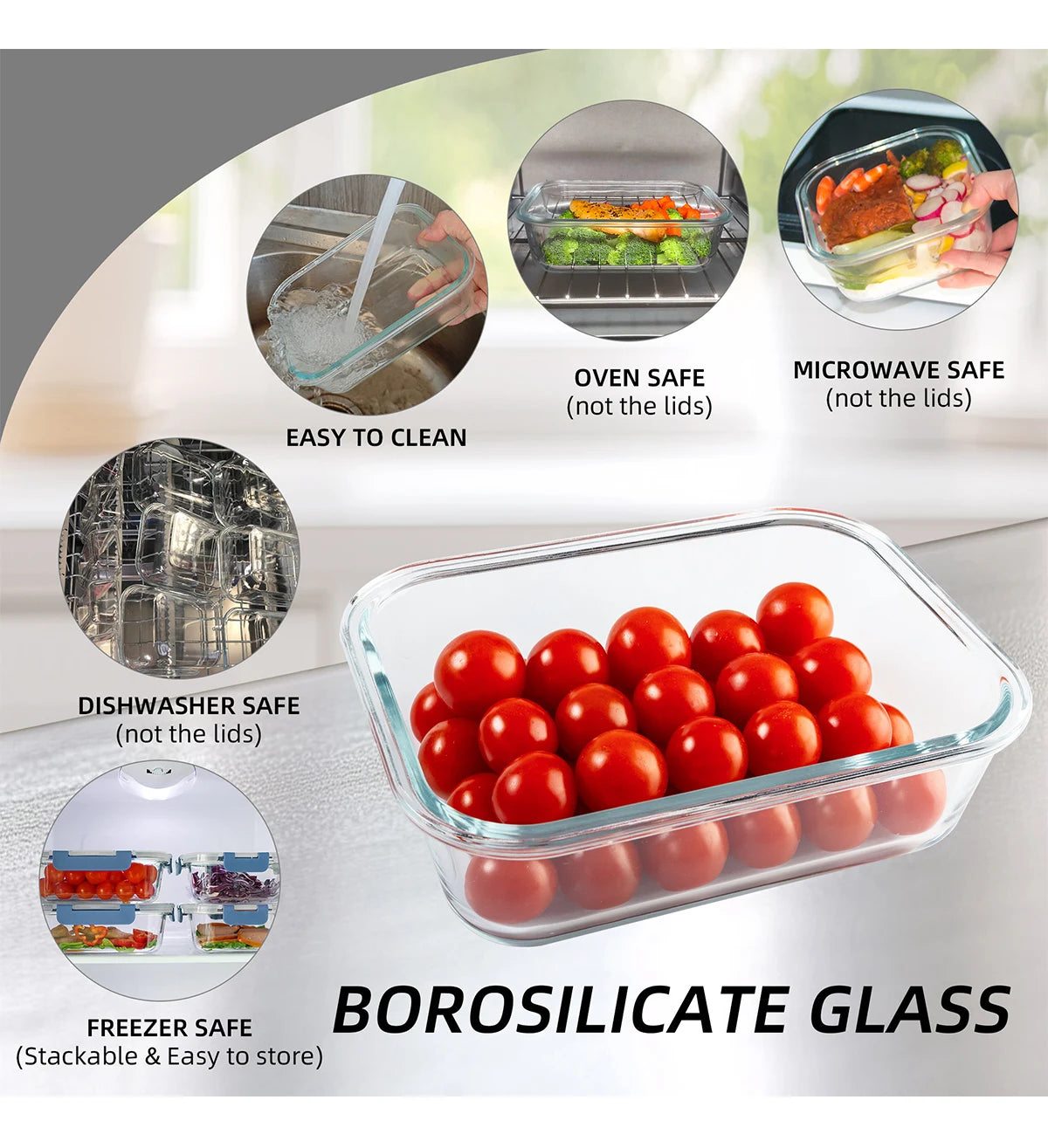 16-Piece Glass Food Storage Containers Leakproof Airtight