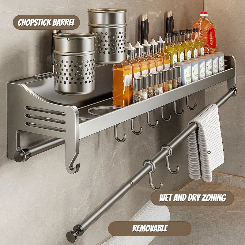 Wall-Mounted Organizer Shelf Spice Storage Rack Seasoning