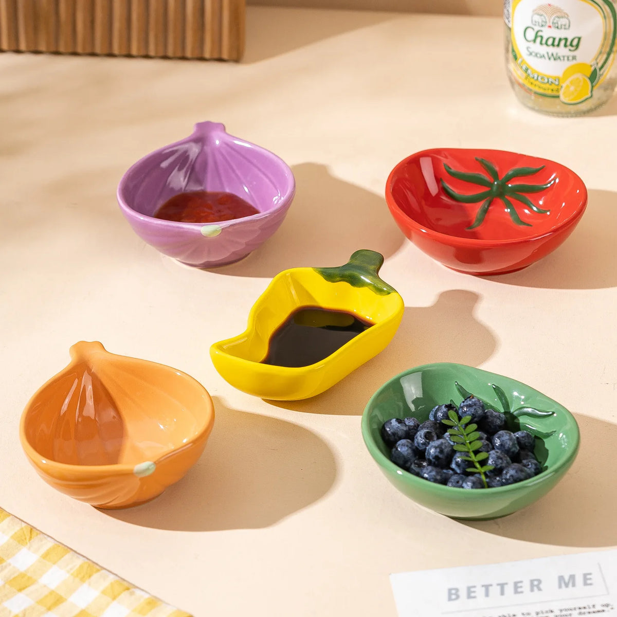 Sauce Dish Vegetable Shaped Ceramic Dipping Bowl Mini
