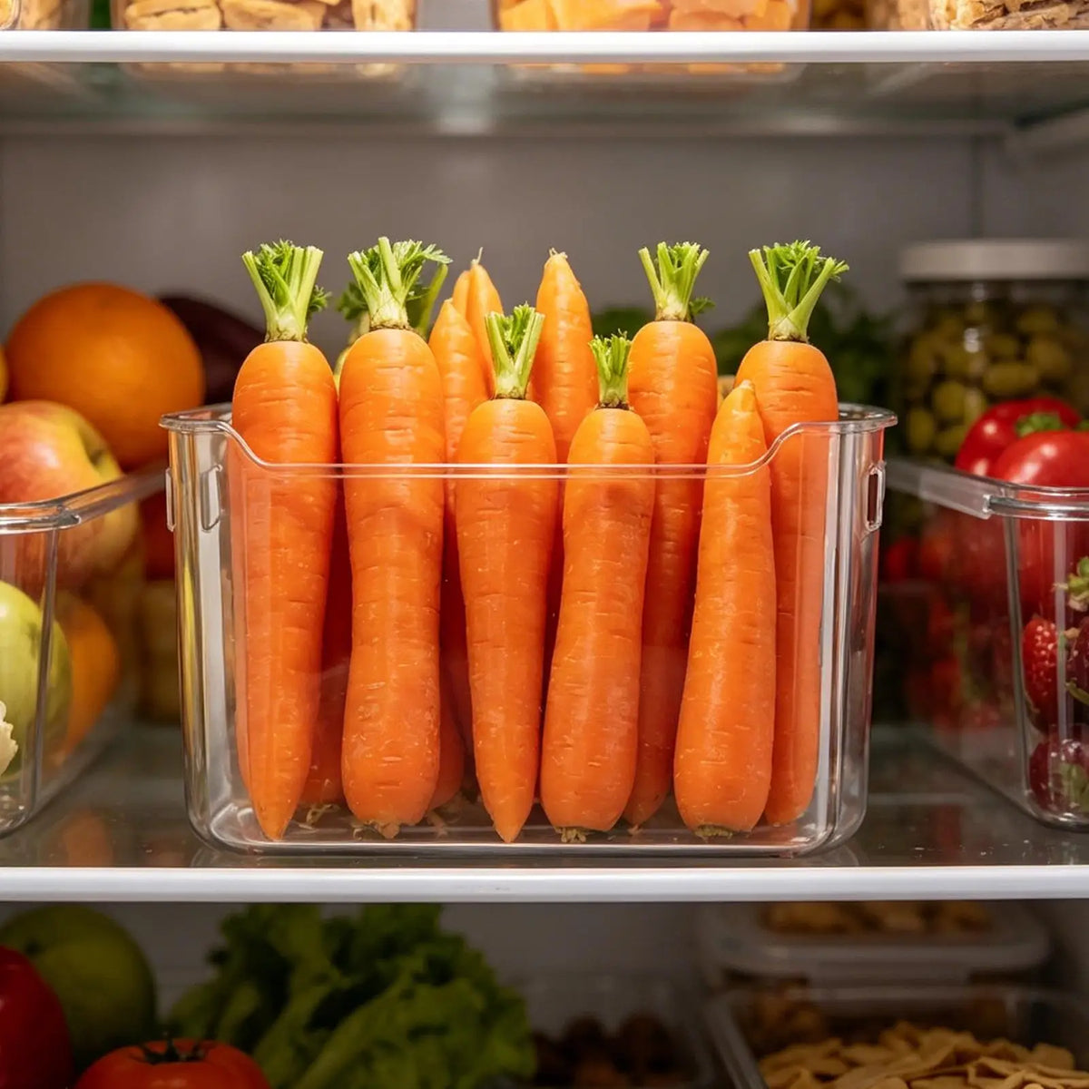 Refrigerator Bins Handles Clear Door Containers Organizer Pantry
