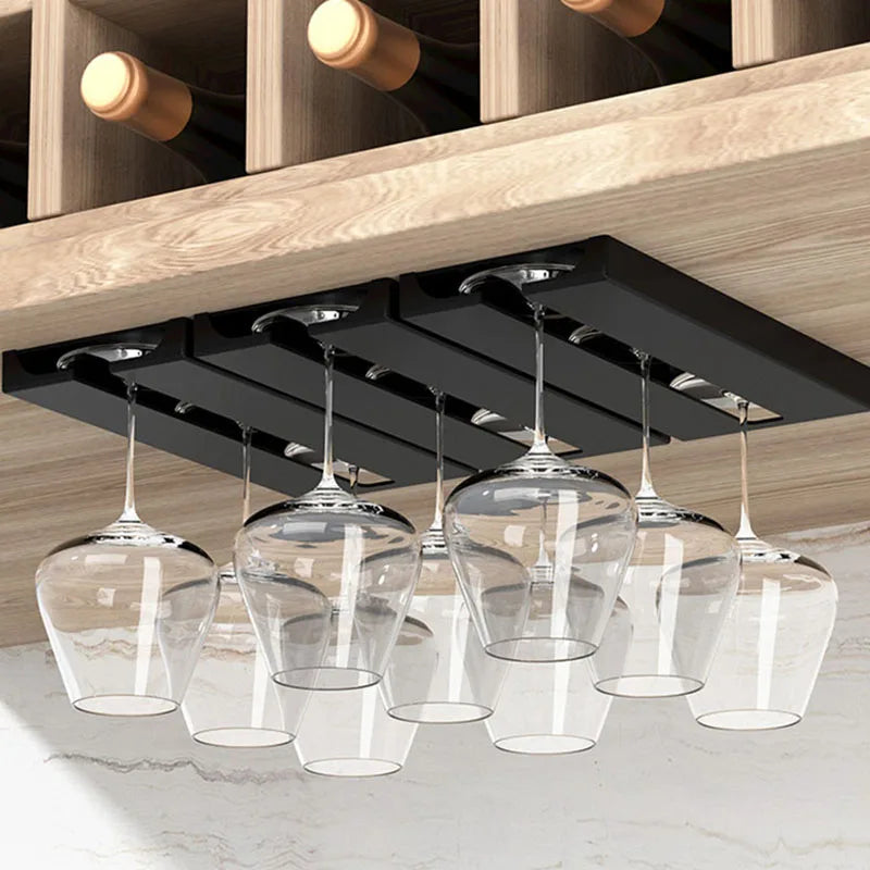 No Drill Creative Upside Down Wine Glass Rack