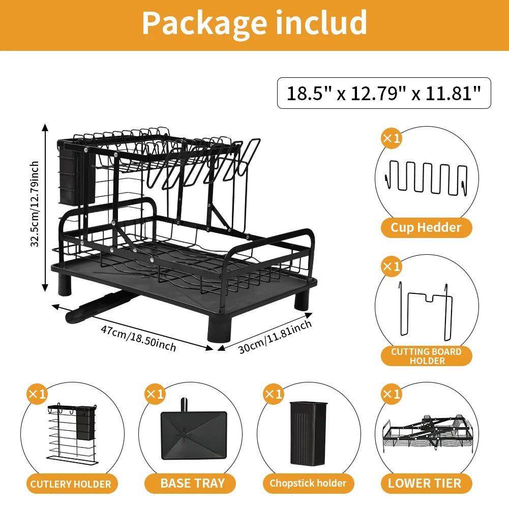 Tier Dish Drainer Rack - Dish Rack Utensil