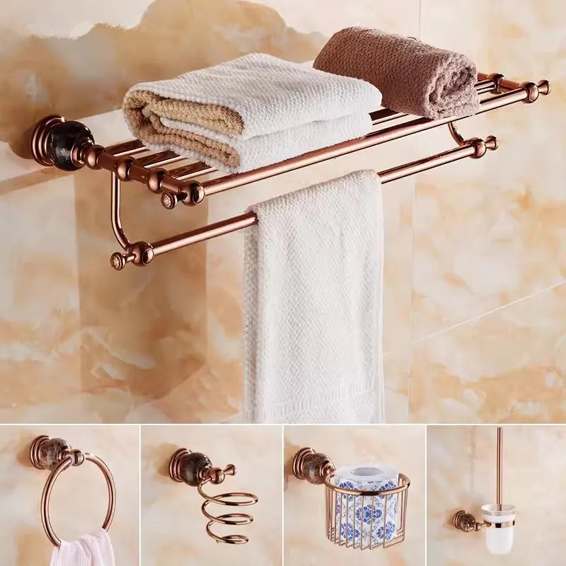Bathroom Bath Shelf Rose Gold Paper Holder Towel