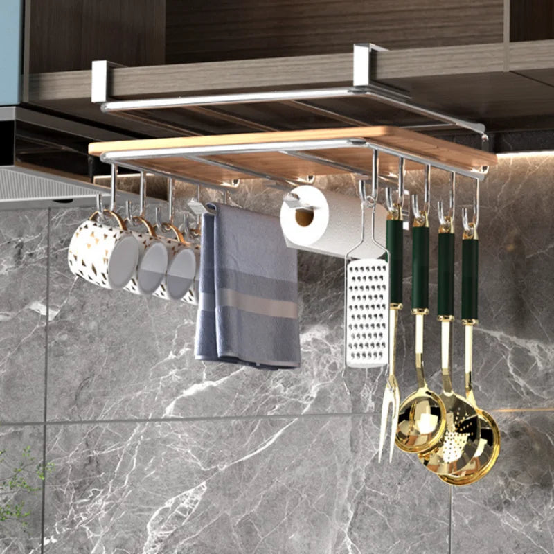 Punch-Free 304 Stainless Steel 2-Layer Storage Rack Wall