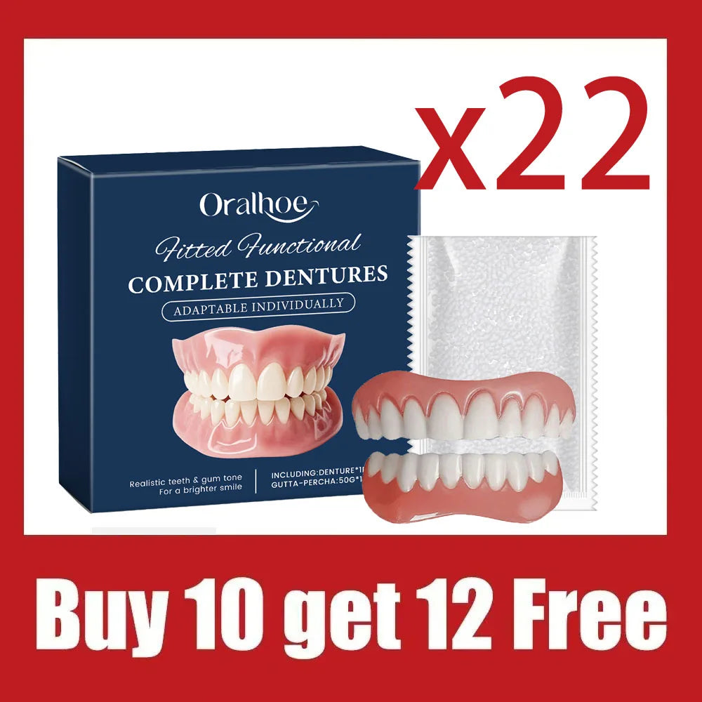 Adult Full Silicone Fake Teeth Upper & Lower