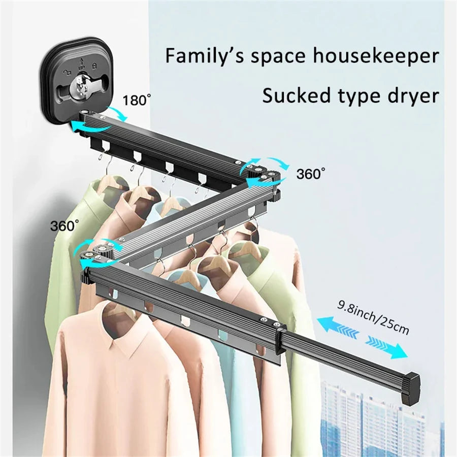 Retractable Drying Rack Suction Cup No Punching Aluminum