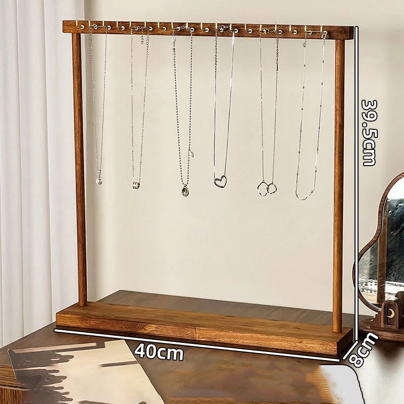 Jewelry Organizer Display Stand Solid Wood Necklace Hanging