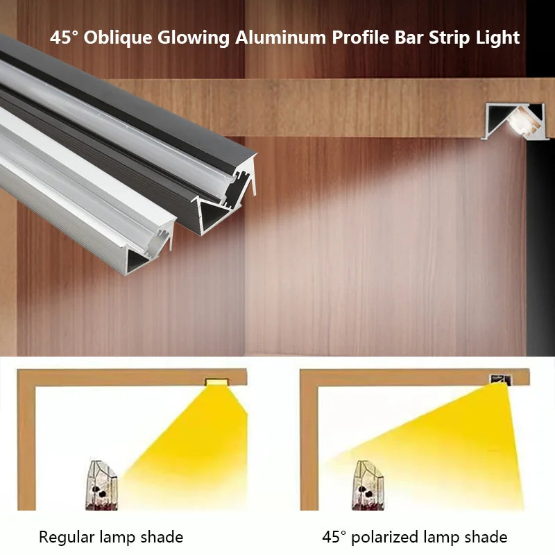 Aluminum Profile Bar Light Led Recessed Hidden 45degree