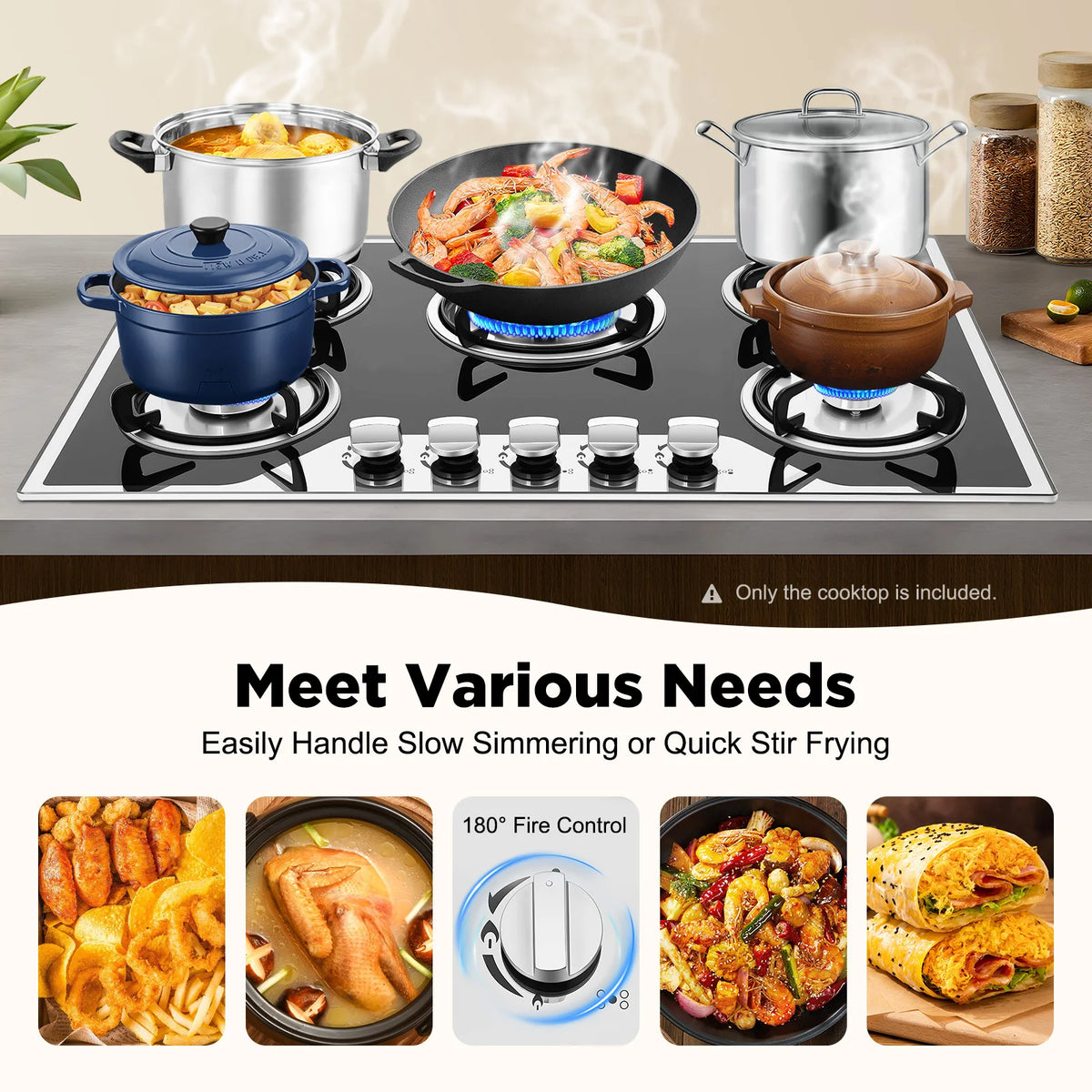 Burners Built-In Gas Stove Dual Fuel Ng/Lpg Convertible