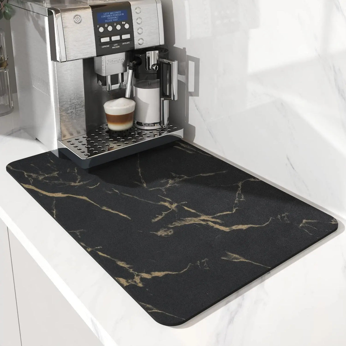 Absorbent Coffee Mat Rubber Backing Hides Stains Dish